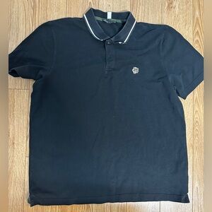 Ted Baker Navy Polo Shirt with White Trim Size 4 (Large)